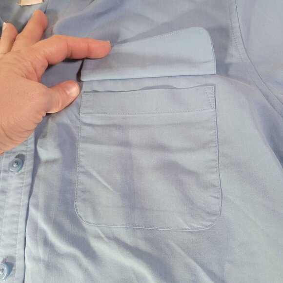 Chicos Women Blue Button-Down Modal Blend Long sleeve Shirt Size 1 (S/8-10) - Picture 2 of 8